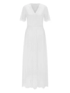 Women's Party Dress Lace Dress Swing Dress Long Dress Maxi Dress Pink White Short Sleeve Pure Color Lace Spring Summer V Neck Modern 2023 S M L XL XXL 25 Women's Party Dress Lace Dress Swing Dress Long Dress Maxi Dress Pink White Short Sleeve Pure Color Lace Spring Summer V Neck Modern 2023 S M L XL XXL -Tesla Style uxogno1652151596154