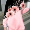 Women's Casual Dress Sweatshirt Dress Winter Dress Floral Print Crew Neck Mini Dress Fashion Streetwear Outdoor Daily Long Sleeve Loose Fit Pink Blue Purple Fall Winter S M L XL XXL -Tesla Style uyidng1695891746037