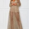 Women's Party Dress Sequin Dress Swing Dress Long Dress Maxi Dress Black Gold Long Sleeve Pure Color Sequins Spring Fall Winter V Neck Fashion Party Winter Dress Wedding Guest 2023 S M L XL