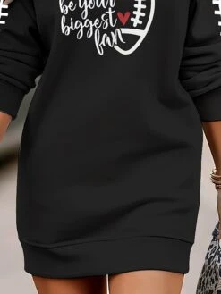 Women's Casual Dress Sweatshirt Dress Winter Dress Letter Football Print Crew Neck Mini Dress Fashion Streetwear Outdoor Daily Long Sleeve Loose Fit Black Fall Winter S M L XL XXL -Tesla Style vagxot1695371148260