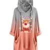 Women's Casual Dress Christmas Dress Hoodie Dress Ombre Deer Pocket Print Hooded Mini Dress Active Fashion Outdoor Christmas Long Sleeve Loose Fit Yellow Pink Orange Fall Winter S M L XL XXL -Tesla Style vawtog1694594387418