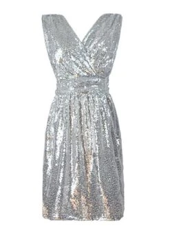 Women's Party Dress Sequin Dress Metallic Dress Midi Dress Silver Pink Sleeveless Pure Color Sequins Summer Spring Fall V Neck Fashion Party Vacation Summer Dress 2022 S M L XL XXL -Tesla Style vdjydc1628138166428