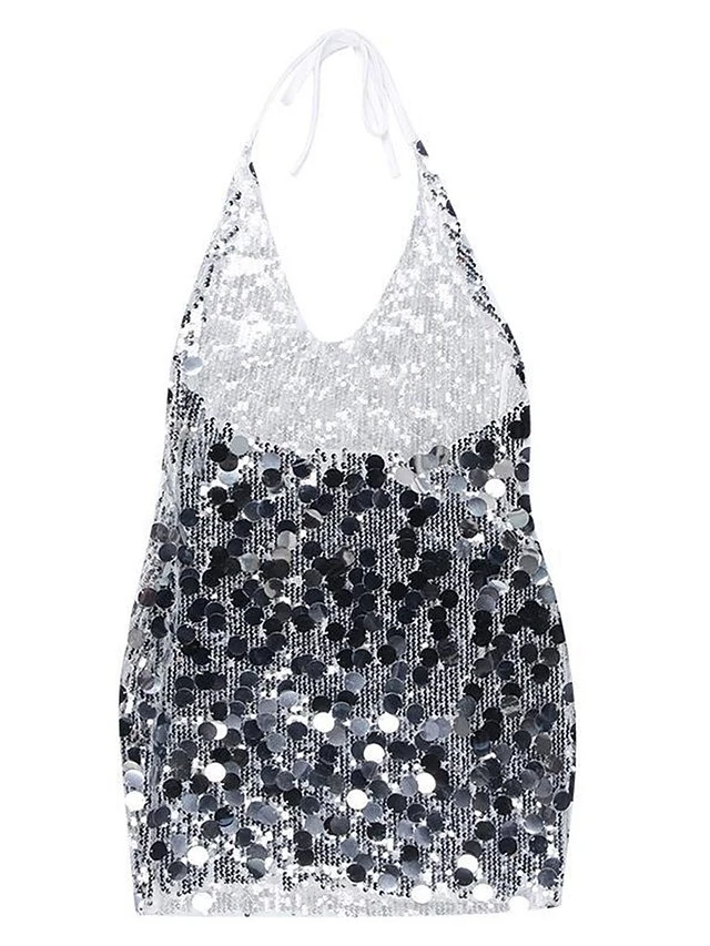 Women‘s Party Dress Sequin Dress Homecoming Dress Cocktail Dress Mini Dress Silver Sleeveless Pure Color Sparkly Glitter Sequins Spring Fall Winter Halter Neck Fashion Birthday Vacation 2023 S M L 22 Women‘s Party Dress Sequin Dress Homecoming Dress Cocktail Dress Mini Dress Silver Sleeveless Pure Color Sparkly Glitter Sequins Spring Fall Winter Halter Neck Fashion Birthday Vacation 2023 S M L - Image 20