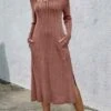 Women's Sweater Dress Winter Dress Jumper Dress Midi Dress Cold Shoulder Ribbed Daily Date Going Out Fashion Basic One Shoulder Long Sleeve 2023 Regular Fit Pink Color S M L XL XXL Size