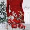 Women's Christmas Work Dress Casual Dress Fashion Winter DressDaily Midi Dress Pocket Print Crew Neck Long Sleeve Santa Claus Elk Regular Fit Black Wine Green Fall Winter S M L XL XXL -Tesla Style vfkmog1695721998475