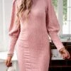 Women's Sweater Dress Jumper Dress Casual Dress Mini Dress Active Pure Color Outdoor Casual Holiday Vacation Crew Neck Long Sleeve 2023 Slim Black Pink Orange S M L XL -Tesla Style vfoexb1692156136340