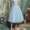 Women's Party Dress Corset Dress Homecoming Dress Midi Dress Light Blue Short Sleeve Pure Color Lace Summer Spring Boat Neck Fashion Birthday Wedding Guest Vacation Slim 2023 S M L XL