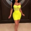Women's Party Dress Strap Dress Green Dress Mini Dress Black Yellow Fuchsia Sleeveless Pure Color Mesh Summer Spring Square Neck Hot Party Spring Dress Slim 2022 S M L XL -Tesla Style vgfoff1597137556269