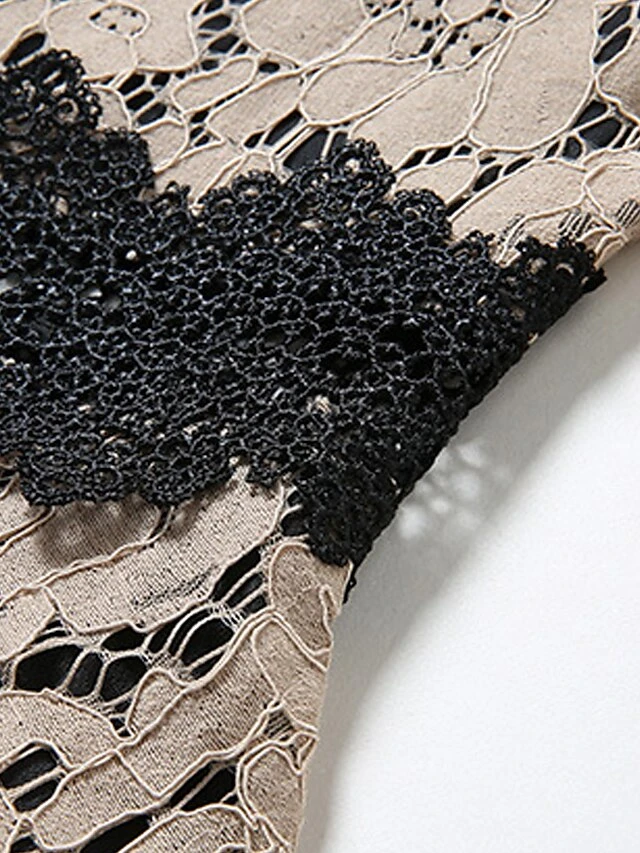 Women's Party Dress Casual Dress Lace Dress Midi Dress Blue Khaki 3/4 Length Sleeve Pure Color Lace Fall Winter Autumn Crew Neck Fashion Vacation 2023 S M L XL XXL 3XL 4XL 5XL 9 Women's Party Dress Casual Dress Lace Dress Midi Dress Blue Khaki 3/4 Length Sleeve Pure Color Lace Fall Winter Autumn Crew Neck Fashion Vacation 2023 S M L XL XXL 3XL 4XL 5XL - Image 7