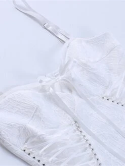 Women's Party Dress Cocktail Dress Bodycon Mini Dress White Sleeveless Pure Color Lace Up Spring Fall Winter Spaghetti Strap Fashion Halloween Birthday Wedding Guest 2023 S M L -Tesla Style vgyoda1693886986100