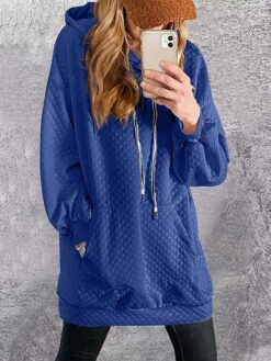Women's Casual Dress Hoodie Dress Black Dress Mini Dress Pocket Outdoor Street Daily Active Fashion Hooded Long Sleeve 2023 Loose Fit Black Red Blue Color S M L XL XXL Size -Tesla Style vhfpxn1692862182659