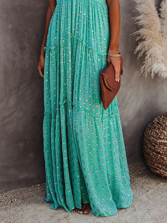 Women's Long Dress Maxi Dress Party Dress Casual Dress Sundress Polka Dot Fashion Streetwear Outdoor Daily Holiday Ruched Backless Sleeveless Strap Dress Slim Green Summer Spring S M L XL XXL 5 Women's Long Dress Maxi Dress Party Dress Casual Dress Sundress Polka Dot Fashion Streetwear Outdoor Daily Holiday Ruched Backless Sleeveless Strap Dress Slim Green Summer Spring S M L XL XXL - Image 3
