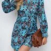 Women's Work Dress Semi Formal Dress Wrap Dress Fashion Mini Dress Print Crew Neck Long Sleeve Floral Color Block Slim Black Blue Purple Fall S M L XL XXL
