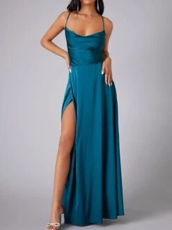 Women's Prom Dress Party Dress Satin Dress Long Dress Maxi Dress Black White Pink Sleeveless Pure Color Backless Summer Spring Fall Spaghetti Strap Fashion Evening Party Wedding Guest Vacation 2023 S -Tesla Style vkrvip1690366399837