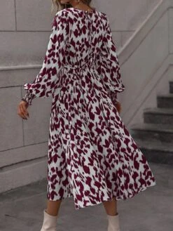 Women's Work Dress Casual Dress Swing Dress Fashion Daily Workfashion Midi Dress Print Crew Neck Long Sleeve Leopard Loose Fit Red Orange Fall Winter S M L XL -Tesla Style vmahrh1695030982310