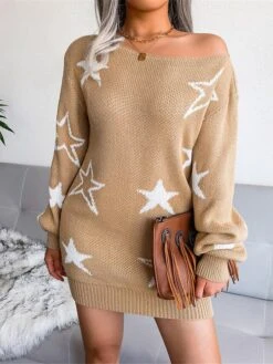Women's Casual Dress Sweatshirt Dress Winter Dress Mini Dress Ribbed Daily Date Going Out Fashion Modern Boat Neck Long Sleeve 2023 Regular Fit Pink Sky Blue Khaki Color S M L Size -Tesla Style vmoivs1694591412524