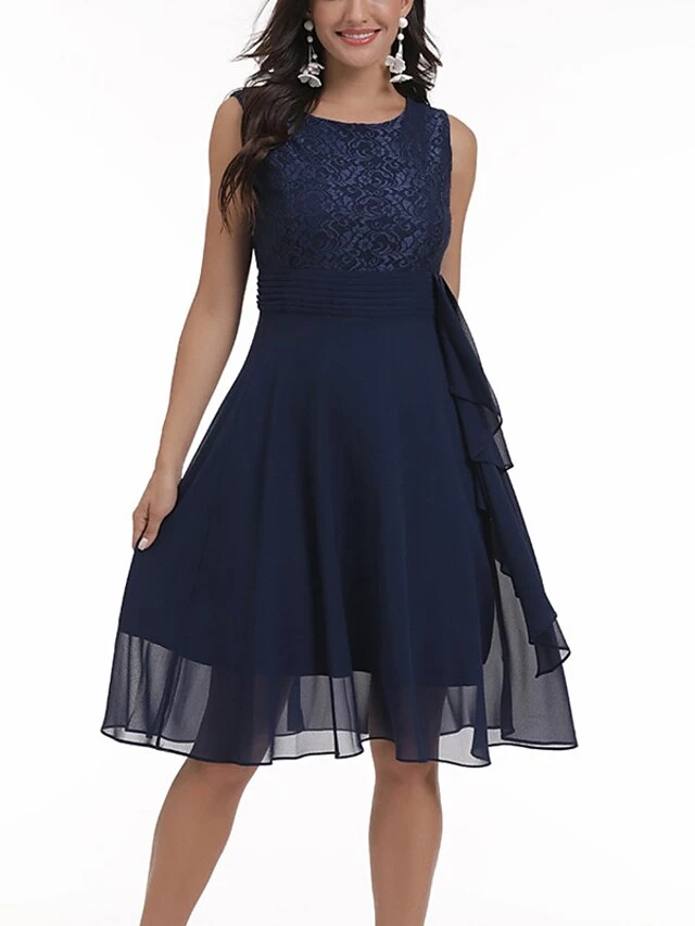 Women‘s Party Dress Homecoming Dress Wedding Guest Dress Lace Dress Midi Dress Pink Wine Navy Blue Sleeveless Solid Color Lace Spring Summer Crew Neck Elegant Party Spring Dress 2022 S M L XL XXL 11 Women‘s Party Dress Homecoming Dress Wedding Guest Dress Lace Dress Midi Dress Pink Wine Navy Blue Sleeveless Solid Color Lace Spring Summer Crew Neck Elegant Party Spring Dress 2022 S M L XL XXL - Image 9