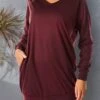 Women's Casual Dress Sweatshirt Dress Shift Dress Mini Dress Pocket Outdoor Street Daily Active Fashion V Neck Long Sleeve 2023 Loose Fit Black Wine Dark Grey Color S M L XL XXL Size -Tesla Style vmxluk1695024500541