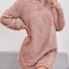 Women's Casual Dress Hoodie Dress Winter Dress Mini Dress Ruched Outdoor Street Daily Fashion Streetwear Hooded Long Sleeve 2023 Loose Fit Pink Khaki Gray Color S M L XL XXL Size -Tesla Style voiidg1694591783594