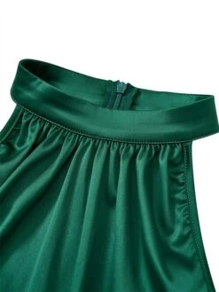 Women's Party Dress Homecoming Dress Cocktail Dress Mini Dress Green Dark Blue Sleeveless Pure Color Lace Up Fall Autumn Crew Neck Fashion Wedding Guest Birthday Vacation Slim 2023 S M L XL -Tesla Style votokc1695374698379