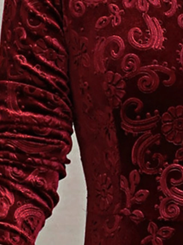 Women's Party Dress Velvet Dress Swing Dress Midi Dress Black Red Green Long Sleeve Floral Jacquard Spring Fall Winter V Neck Fashion Winter Dress Wedding Guest Vacation Slim 2023 M L XL XXL 3XL 9 Women's Party Dress Velvet Dress Swing Dress Midi Dress Black Red Green Long Sleeve Floral Jacquard Spring Fall Winter V Neck Fashion Winter Dress Wedding Guest Vacation Slim 2023 M L XL XXL 3XL - Image 7