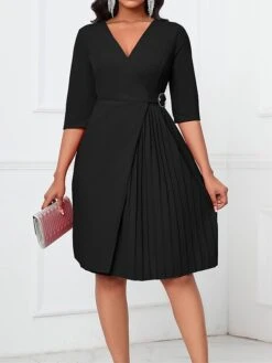 Women's Party Dress Cocktail Dress Wedding Guest Dress Midi Dress Black Red Royal Blue Half Sleeve Pure Color Ruched Fall Winter Autumn V Neck Fashion Winter Dress Wedding Guest Vacation 2023 S M L 35 Women's Party Dress Cocktail Dress Wedding Guest Dress Midi Dress Black Red Royal Blue Half Sleeve Pure Color Ruched Fall Winter Autumn V Neck Fashion Winter Dress Wedding Guest Vacation 2023 S M L -Tesla Style vraktp1697772842909