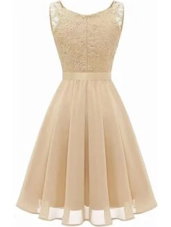 Women's Party Dress Lace Dress Homecoming Dress Midi Dress Pink Wine Khaki Sleeveless Pure Color Lace Summer Spring Fall V Neck Vintage Wedding Guest Birthday Vacation 2023 S M L XL XXL -Tesla Style vresan1691399763490