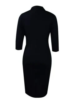 Women's Work Dress Blazer Dress Sheath Dress Fashion Winter Dress Office Daily Midi Dress Ruched Button Shirt Collar Long Sleeve Plain Regular Fit Black Red Green Fall Winter S M L XL XXL -Tesla Style vrxkai1695267071831