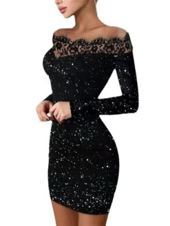 Women‘s Party Dress Wedding Guest Dress Lace Dress Black Dress Bodycon Long Sleeve Pure Color Lace Fall Spring Off Shoulder Party Winter Dress Evening Party 2022 S M L XL XXL 20 Women‘s Party Dress Wedding Guest Dress Lace Dress Black Dress Bodycon Long Sleeve Pure Color Lace Fall Spring Off Shoulder Party Winter Dress Evening Party 2022 S M L XL XXL -Tesla Style vsffih1638440539424