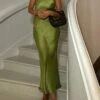 Women's Prom Dress Party Dress Satin Dress Midi Dress White Green Sleeveless Pure Color Backless Spring Fall Winter Spaghetti Strap Fashion Evening Party Wedding Guest Vacation 2023 S M L -Tesla Style vspbkw1691745616956