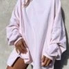 Women's Casual Dress Sweatshirt Dress Plain Dress Mini Dress Patchwork Oversized Outdoor Daily Sports Active Fashion Crew Neck Long Sleeve 2023 Loose Fit Pink Fuchsia Orange Color S M L XL Size -Tesla Style vsvbte1694426641892