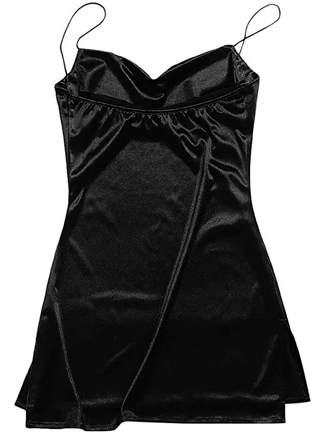 Women's Party Dress Cocktail Dress Satin Dress Mini Dress Black White Champagne Sleeveless Pure Color Backless Spring Fall Winter Spaghetti Strap Fashion Winter Dress Wedding Guest Vacation 2023 S M 7 Women's Party Dress Cocktail Dress Satin Dress Mini Dress Black White Champagne Sleeveless Pure Color Backless Spring Fall Winter Spaghetti Strap Fashion Winter Dress Wedding Guest Vacation 2023 S M - Image 5