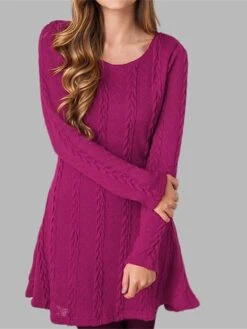 Women's Sweater Dress Jumper Dress Casual Dress Mini Dress Fashion Pure Color Outdoor Daily Going Out Crew Neck Long Sleeve 2023 Regular Fit Black White Wine S M L XL XXL -Tesla Style vuisgj1696434469401