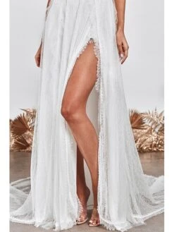 Women's Party Dress Lace Dress Swing Dress White Dress Long Dress Maxi Dress Sleeveless Pure Color Lace Spring Summer Deep V Romantic Party S M L XL -Tesla Style vuoqyd1683709888650