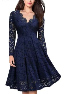 Women‘s Party Dress Wedding Guest Dress Lace Dress Dress Knee Length Dress Black Wine Navy Blue Long Sleeve Pure Color Lace Winter Fall Spring V Neck Elegant Winter Dress Office 2023 S M L XL XXL 3XL 22 Women‘s Party Dress Wedding Guest Dress Lace Dress Dress Knee Length Dress Black Wine Navy Blue Long Sleeve Pure Color Lace Winter Fall Spring V Neck Elegant Winter Dress Office 2023 S M L XL XXL 3XL -Tesla Style vusiwq1672310124056