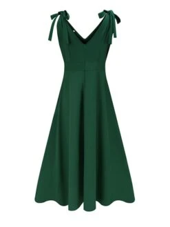 Women‘s Prom Party Dress Swing Dress Long Dress Maxi Dress Green Wine Khaki Sleeveless Pure Color Ruched Spring Summer V Neck Party Wedding Guest Loose Fit 2023 S M L XL -Tesla Style vvmjlp1650943479580