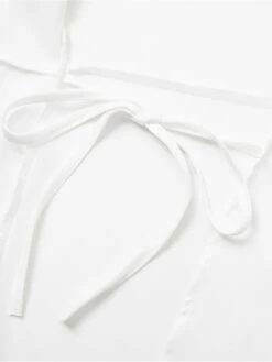 Women's Work Dress Satin Dress White Dress Fashion Midi Dress Lace Up V Neck Long Sleeve Plain Loose Fit White Fall Winter S M L XL XXL -Tesla Style vvqcvn1693374227052