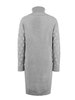 Women's Sweater Dress Winter Dress Jumper Dress Midi Dress Hollow Out Split Daily Date Going Out Active Fashion Turtleneck Long Sleeve 2023 Loose Fit Gray Color S M L XL Size -Tesla Style vwjjeg1692931421744