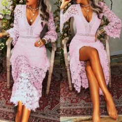Women's Party Dress Lace Dress Homecoming Dress Long Dress Maxi Dress White Yellow Pink Long Sleeve Pure Color Lace Summer Spring Fall Deep V Fashion Winter Dress Birthday Wedding Guest 2022 S M L XL 16 Women's Party Dress Lace Dress Homecoming Dress Long Dress Maxi Dress White Yellow Pink Long Sleeve Pure Color Lace Summer Spring Fall Deep V Fashion Winter Dress Birthday Wedding Guest 2022 S M L XL -Tesla Style vwshmc1671780653545