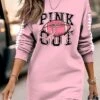 Women's Casual Dress Sweatshirt Dress Winter Dress Letter Football Print Crew Neck Mini Dress Fashion Streetwear Outdoor Daily Long Sleeve Loose Fit Blush Pink White Light Green Fall Winter S M L XL