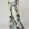 Women's Party Dress Wedding Guest Dress Swing Dress Long Dress Maxi Dress Blue Half Sleeve Floral Patchwork Summer Spring Fall Crew Neck Fashion Birthday Vacation Fall Dress Loose Fit 2023 S M L XL -Tesla Style vxfvom1694687167106