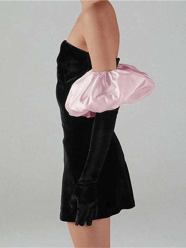 Women's Party Dress Velvet Dress Homecoming Dress Mini Dress Black White Pink Long Sleeve Color Block Backless Spring Fall Winter Strapless Fashion Winter Dress Wedding Guest Birthday Loose Fit 2023 4 Women's Party Dress Velvet Dress Homecoming Dress Mini Dress Black White Pink Long Sleeve Color Block Backless Spring Fall Winter Strapless Fashion Winter Dress Wedding Guest Birthday Loose Fit 2023 - Image 2