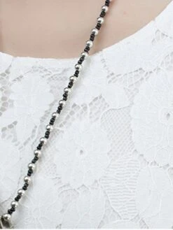 Women's Work Dress Lace Dress Black Dress Fashion Midi Dress Lace Pocket Crew Neck Long Sleeve Plain Loose Fit Black White Pink Fall M L XL XXL 3XL -Tesla Style vymvzm1693281265777