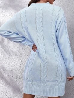 Women's Sweater Dress Jumper Dress Casual Dress Mini Dress Warm Pure Color Outdoor Casual Daily Going Out Crew Neck Long Sleeve 2023 Loose Fit Green Light Blue S M L -Tesla Style vyunme1692340498214