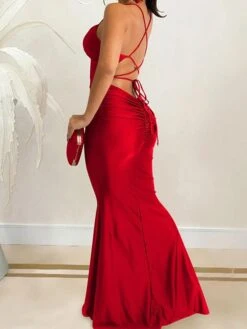 Women‘s Prom Party Dress Homecoming Dress Stain Maxi Long Dress Green Black Pink Red Sleeveless Pure Color Backless Spring Summer Spaghetti Strap Sexy Mature Party Slim 2023 S M L XL XXL -Tesla Style wafplf1657616826473