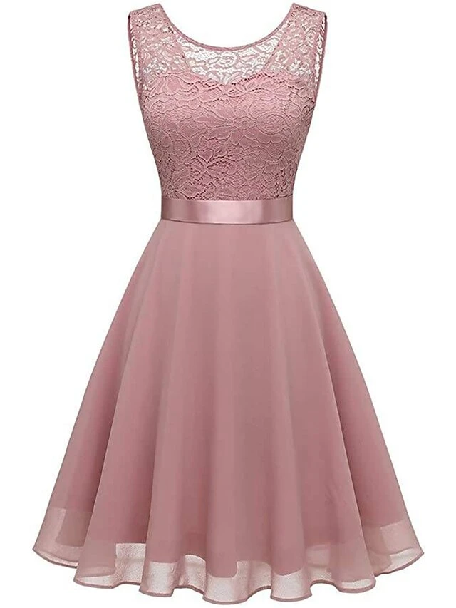 Women‘s Party Dress Lace Dress Knee Length Dress Pink Red Wine Dark Blue Red White Black Sleeveless Pure Color Lace Spring Summer Crew Neck Elegant 2022 XS S M L XL XXL XXXL 13 Women‘s Party Dress Lace Dress Knee Length Dress Pink Red Wine Dark Blue Red White Black Sleeveless Pure Color Lace Spring Summer Crew Neck Elegant 2022 XS S M L XL XXL XXXL - Image 11