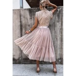 Women's Party Dress Lace Dress Homecoming Dress Midi Dress Black White Pink Sleeveless Pure Color Patchwork Summer Spring Fall Stand Collar Fashion Party Birthday Wedding Guest 2023 S M L XL XXL -Tesla Style wbqfik1676871691373