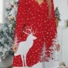 Women's Work Dress Casual Dress Fashion Winter Dress Christmas Daily Mini Dress Print V Neck Long Sleeve Plaid Elk Regular Fit White Wine Red Fall Winter S M L XL XXL