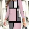 Women's Casual Dress Winter Dress Sweatshirt Dress Geometric Plaid Print Crew Neck Mini Dress Fashion Streetwear Outdoor Daily Long Sleeve Loose Fit Pink Blue Green Fall Winter S M L XL XXL -Tesla Style wdcfse1694165722039