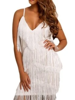 Women‘s Party Dress Fringe Dress Sheath Dress Homecoming Dress Mini Dress Black Wine Red Sleeveless Pure Color Tassel Fringe Spring Summer Spaghetti Strap Party 2023 S M L XL -Tesla Style wdckkj1660890834911